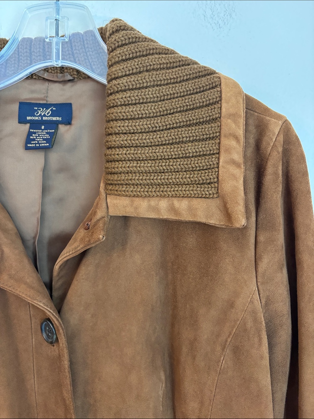 Brooks Brothers women Suede leather Button-Front Jacket Chestnut Brown Large - Picture 3 of 9